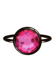 Raspberry Crystal Ring In Gunmetal - SF