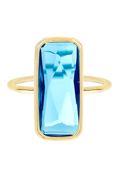 Sky Blue Crystal Rectangle Ring - GF