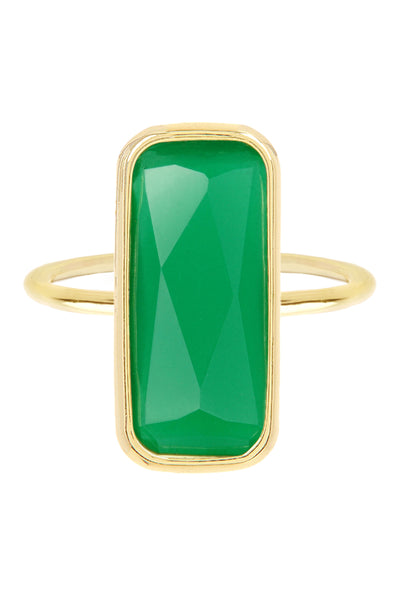 Green Chalcedony Crystal Bar Ring - GF