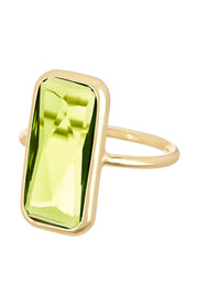 Peridot Crystal Rectangle Ring - GF