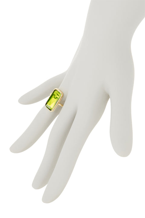 Peridot Crystal Rectangle Ring - GF