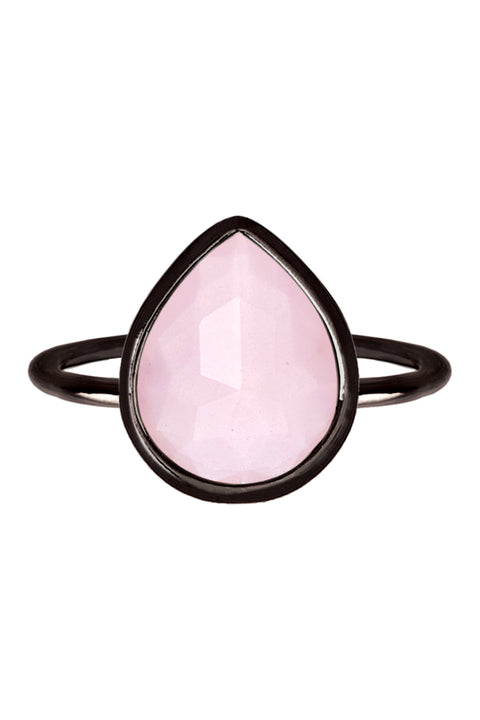 Rose Crystal Pear Ring In Gunmetal - SF