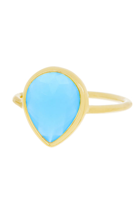 Blue Chalcedony Crystal Ring - GF