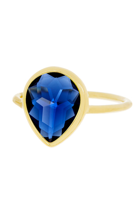 London Blue Crystal Pear Ring - GF