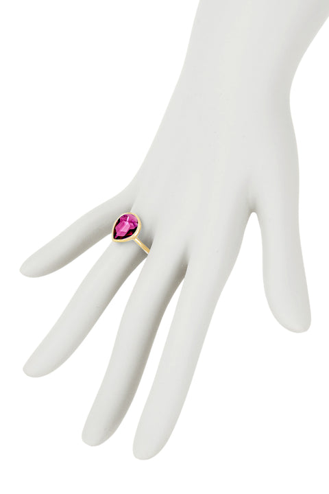 Raspberry Crystal Pear Ring - GF