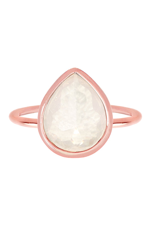 Moonstone Crystal Ring In Rose Gold - SF
