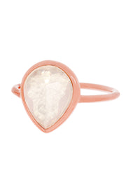 Moonstone Crystal Ring In Rose Gold - SF