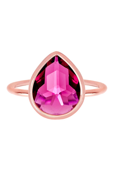 Raspberry Crystal Ring In Rose Gold - SF