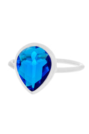 Swiss Blue Crystal Teardrop Ring - SF