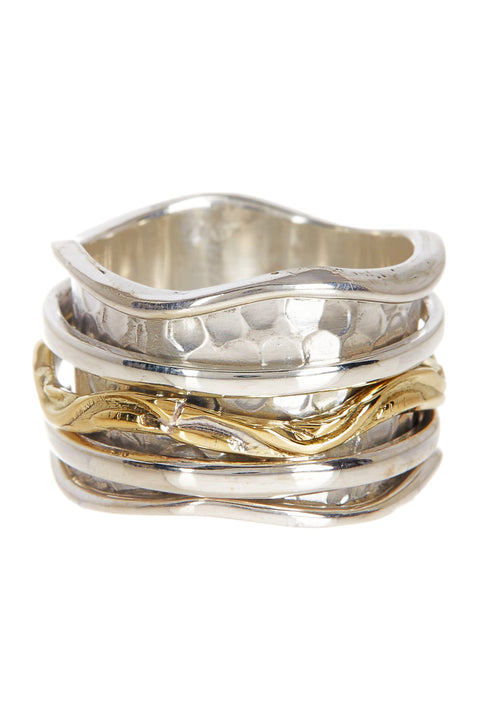 Two-Tone Wave Spinner Ring - SF