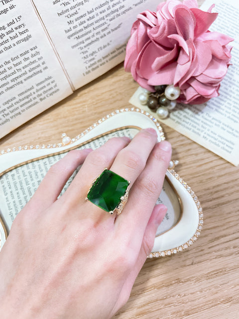 Emerald Crystal & CZ Garden Ring - GF