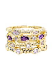 Stack Ring Set With Lavender & CZ - GF