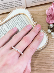 Silver Beaded Square Ring - SF