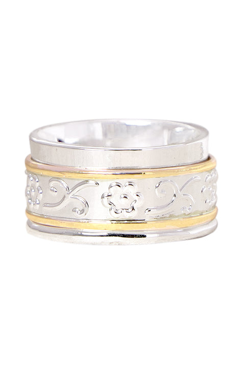 Two-Tone Vine & Leaf Spinner Ring - SF