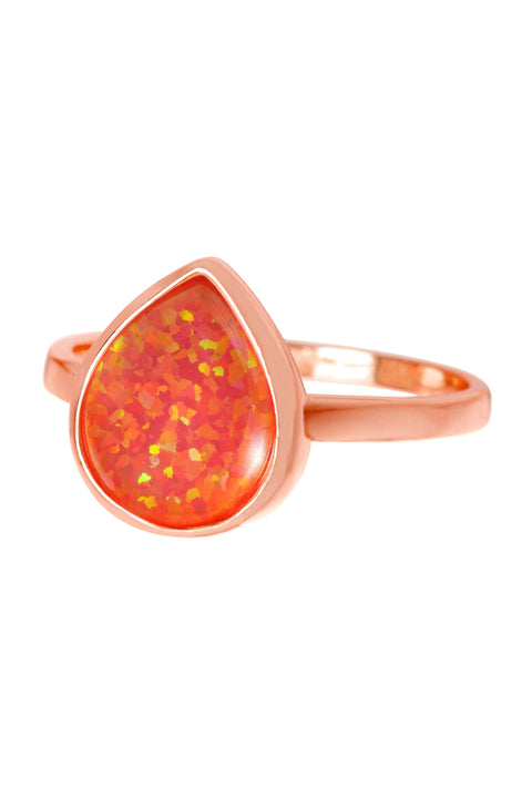 Opal Cotton Candy Teardrop Ring - SF