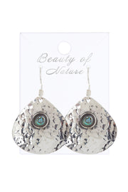 Abalone & Hammered Drop Earrings - SF