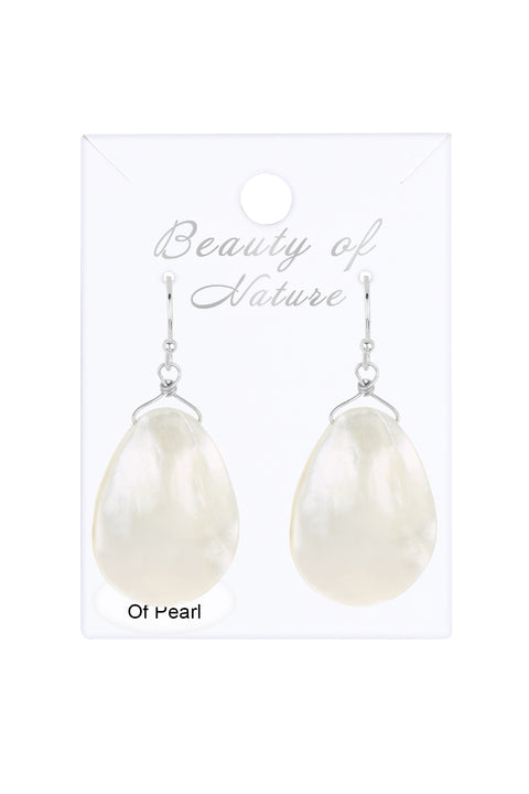 Sterling Silver & Mother Of Pearl Basic Drop Earrings - SS