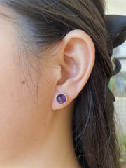 Amethyst Round Stud Earrings - SF