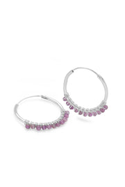 Sterling Silver & Amethyst Sophia Hoop Earrings - SS