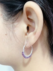 Sterling Silver & Amethyst Sophia Hoop Earrings - SS