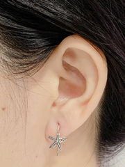 Sterling Silver Oxidized Starfish Earrings - SS