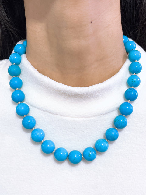 Turquoise & Silver Plated Pecos Necklace - SF