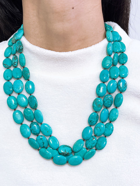 Turquoise & Silver Plated Yuma Necklace - SF