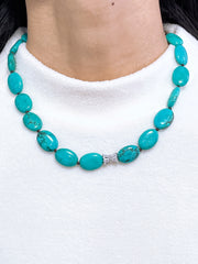 Turquoise & Silver Plated Brighton Necklace - SF