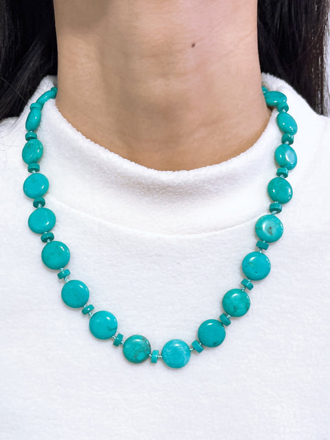 Turquoise & Silver Plated Nogales Necklace - SF