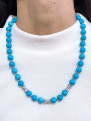 Turquoise & Silver Plated Chippewa Necklace - SF