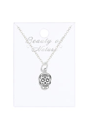 Day Of The Dead Skull Charm Necklace - SF