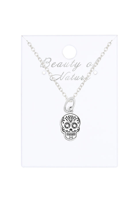 Day Of The Dead Skull Charm Necklace - SF