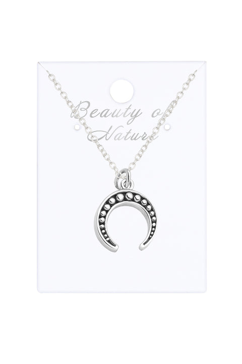 Oxidized Crescent Charm Necklace - SF