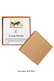 'I Love Horses' Boxed Charm Necklace - SF