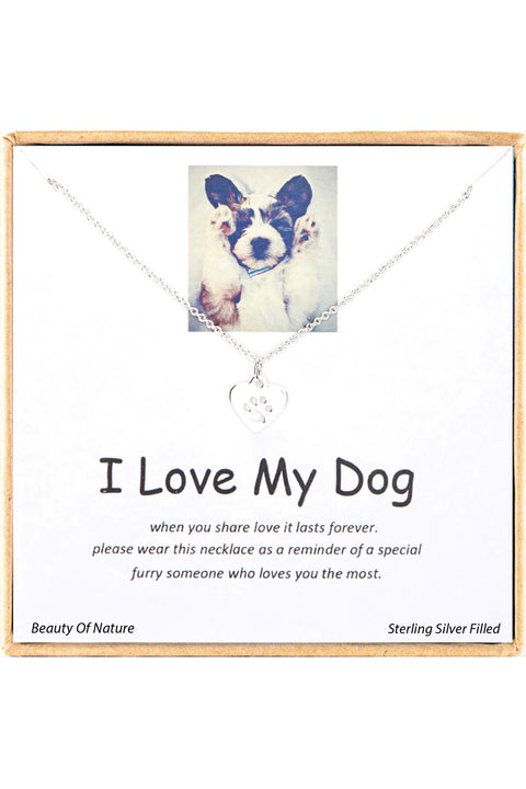 'I Love My Dog' Boxed Charm Necklace - SF