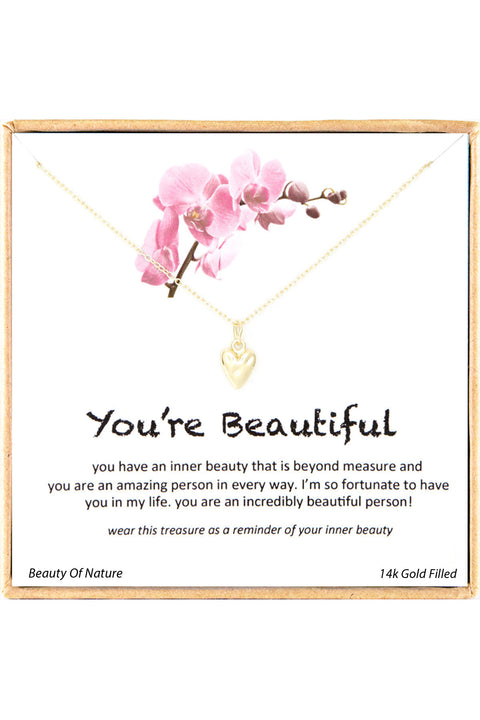 'You're Beautiful' Boxed Charm Necklace - GF