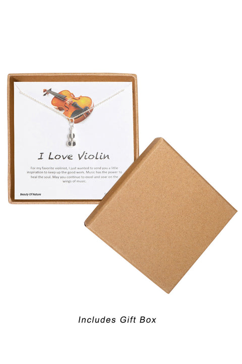 'I Love Violin' Boxed Charm Necklace - SF