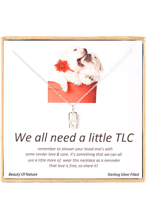 'We All Need A Little TLC' Silver Boxed Charm Necklace - SF
