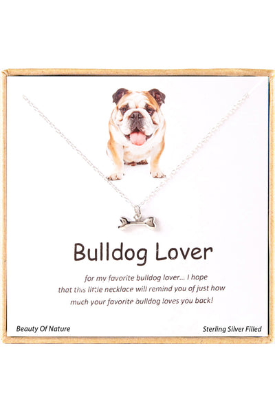 'Bulldog Lover' Boxed Charm Necklace - SF