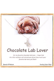 'Chocolate Lab Lover' Boxed Charm Necklace - SF