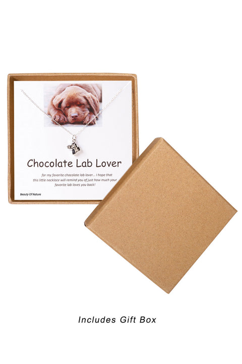 'Chocolate Lab Lover' Boxed Charm Necklace - SF