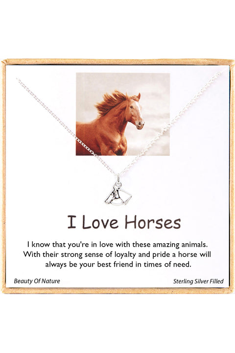 'I Love Horses' Boxed Charm Necklace - SF