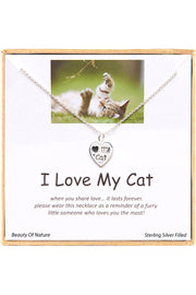 'I Love My Cat' Boxed Charm Necklace - SF