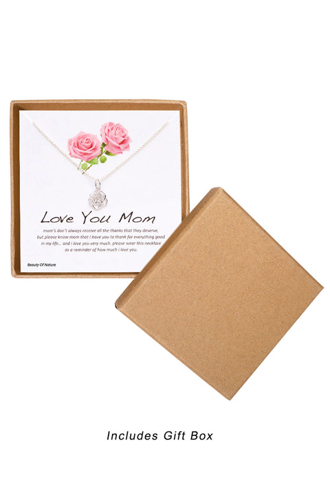 'Love You Mom' Boxed Charm Necklace - SF