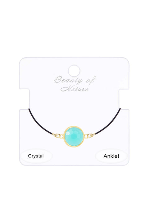 Amazonite Crystal & Leather Anklet - GF