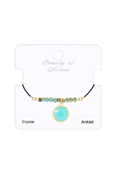 Amazonite Crystals & Leather Anklet - GF