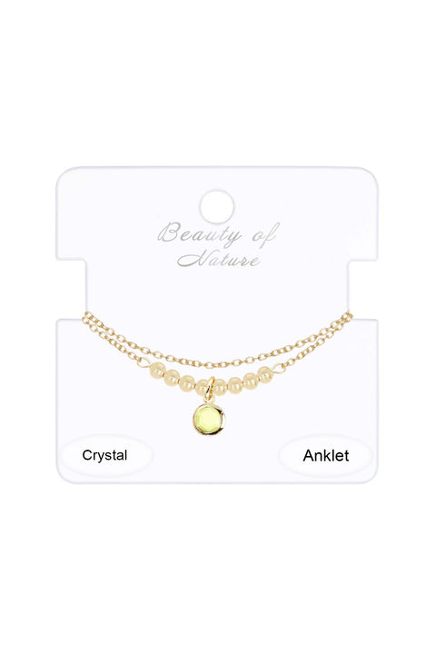 Peridot Crystal Briolette Anklet - GF