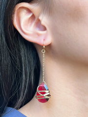 Raspberry Crystal Chandelier Earrings In Gold - GF