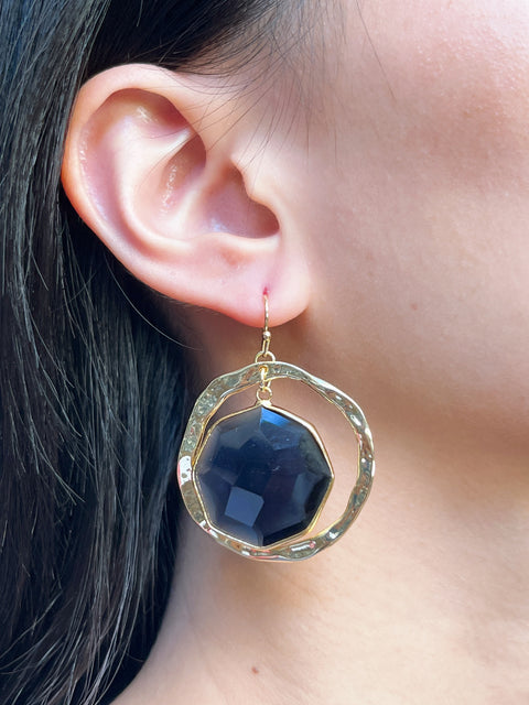 London Blue Crystal Orbit Earrings In Gold - GF
