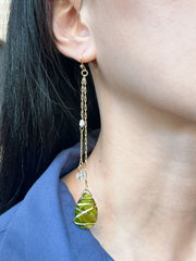 Peridot Crystal Drop Earrings In Gold - GF